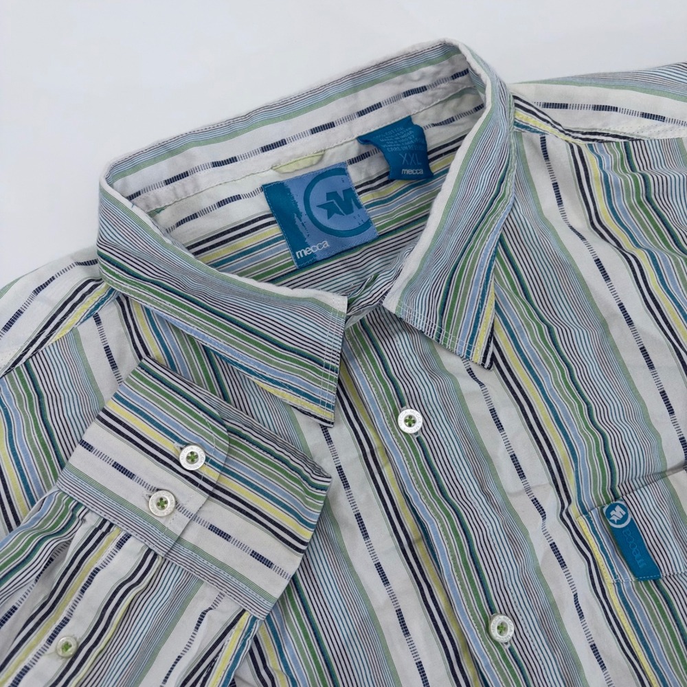 Mecca Mens XXL Striped Long Sleeve Button Down Shirt Multi Color Streetwear XXL